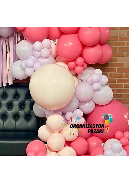 Balon Seti Mercan-Makaron Lila-Retro Beyaz 100 Lü Balon Zinciri Seti fırsatları