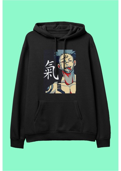 Zoka Wear Unisex Jujutsu Kaisen Sukuna Ryomen Anime Karakter Baskılı Tasarım Kapüşonlu Sweatshirt Hoodie