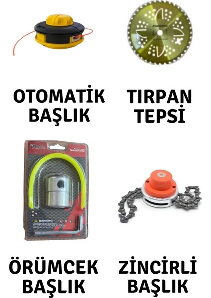 Motorlu Tırpan 4 Lü Başlık Seti