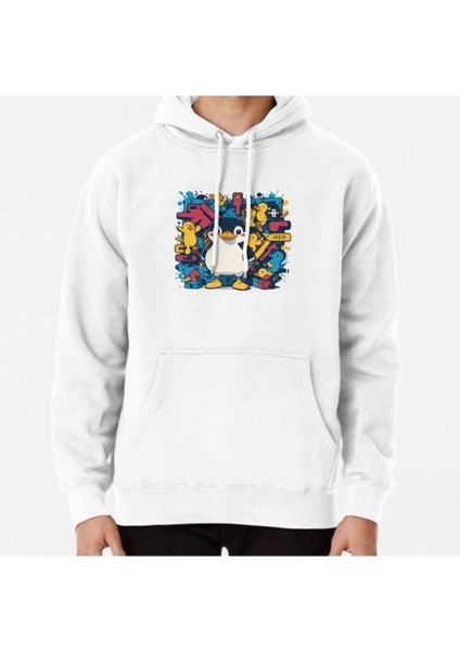 Cute Duck With A Flower Crown Baskılı Kapşonlu Sweatshirt