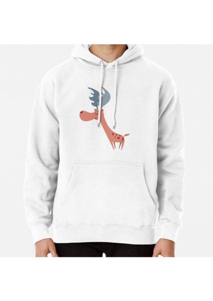 Pink Deer Baskılı Kapşonlu Sweatshirt