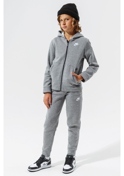 Sportswear Fleece Gray Kids Tracksuit Pamuklu Çocuk Eşofman Takımı Gri