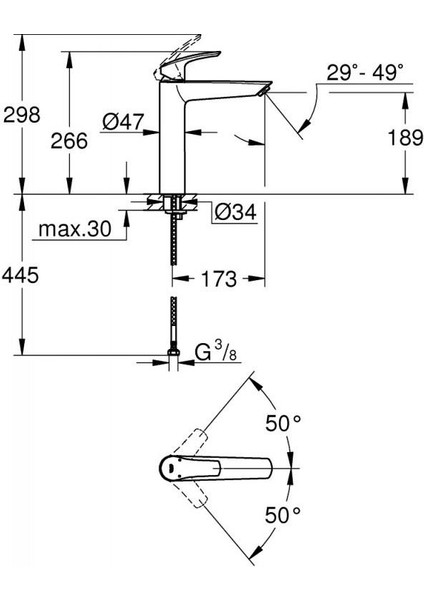 Eurosmart Tek Kumandalı Lavabp Bataryası Xl-Boyut - 239712433