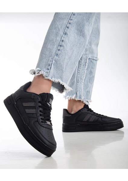 Bağcıklı Ortopedik Snaker Spor Ayakkabı Kadın-Siyah-Füme fiyatları