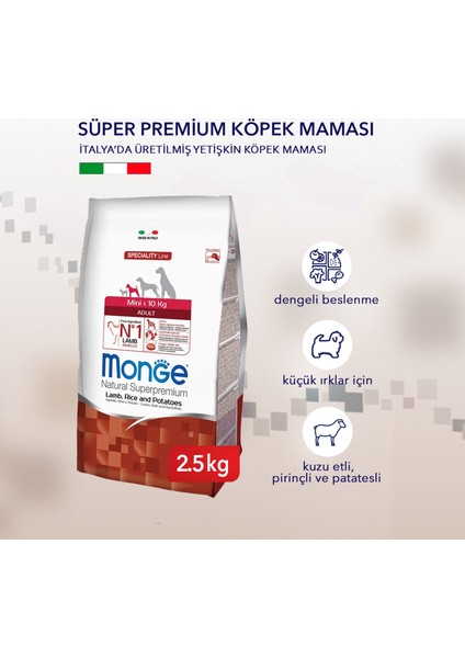 Dog Mini Kuzu Etli Pirinçli ve Patatesli Küçük Irk Yetişkin Köpek Maması 2.5 kg