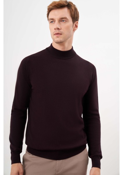 Erkek Mor Basic Yarım Balıkçı Yaka Dynamic Fit Rahat Kesim Triko modelleri