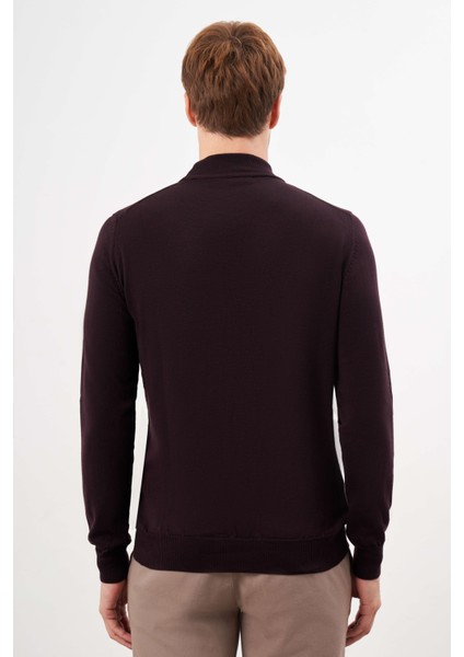 Erkek Mor Basic Yarım Balıkçı Yaka Dynamic Fit Rahat Kesim Triko indirimleri