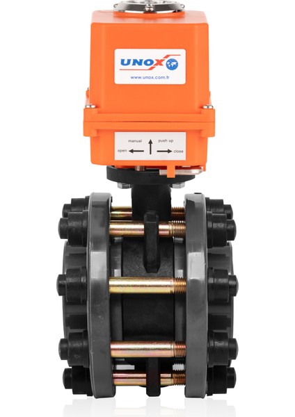 Ø63 24V Dc Elektrik Aktüatörlü U-Pvc Takım Kelebek Vana Su Için