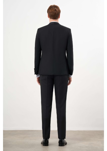 Erkek Siyah Poliviskon Ceromonia Santorini Slim Fit Şal Yaka Damatlık indirimleri