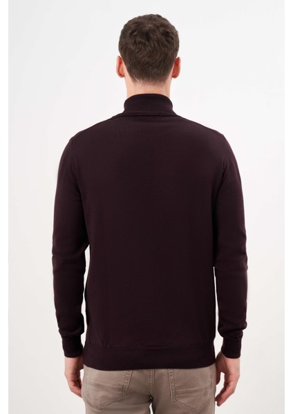 Erkek Mor Basic Balıkçı Yaka Dynamic Fit Rahat Kesim Triko indirimleri