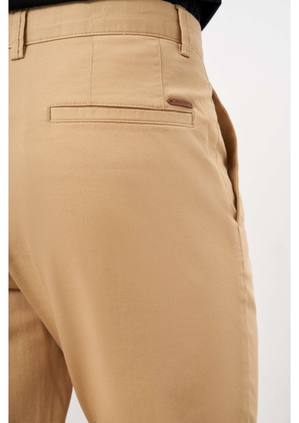 Erkek Hardal Sarısı Mevsimlik Pamuk Yan Cep Slim Fit Chino Pantolon
