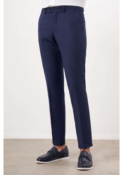 Erkek Lacivert Poliviskon Basic Düz Desen Slim Fit Classic Pantolon fiyatları