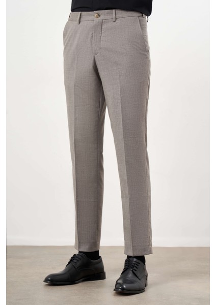 Erkek Kahve Poliviskon Trend Desenli Dynamic Fit Classic Pantolon fiyatları