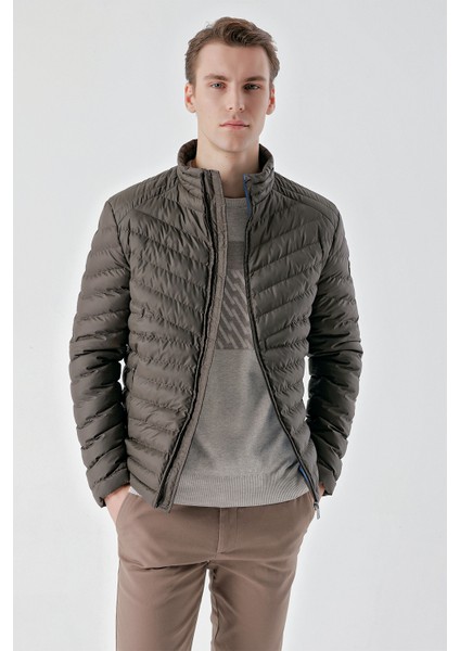 Erkek Haki Su Itici Rüzgar Geçirmez Dynamic Fit Rahat Kesim Şişme Mont