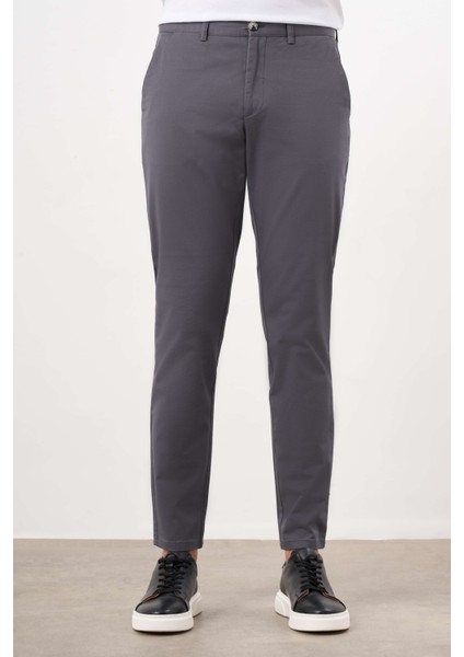 Erkek Füme Mevsimlik Pamuk Yan Cep Slim Fit Chino Pantolon