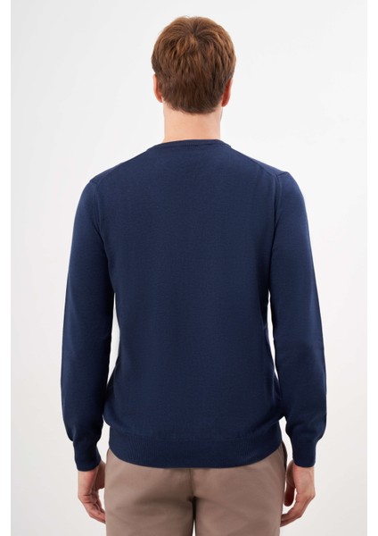 Erkek Indigo Basic Bisiklet Yaka Dynamic Fit Rahat Kesim Triko