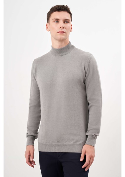 Erkek Gri Basic Yarım Balıkçı Yaka Dynamic Fit Rahat Kesim Triko fiyatları