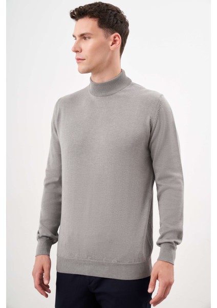 Erkek Gri Basic Yarım Balıkçı Yaka Dynamic Fit Rahat Kesim Triko modelleri