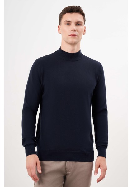 Erkek Lacivert Basic Yarım Balıkçı Yaka Dynamic Fit Rahat Kesim Triko fiyatları