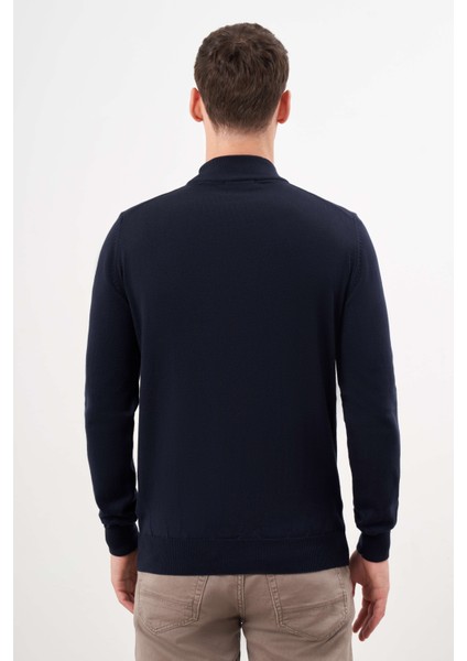 Erkek Lacivert Basic Yarım Balıkçı Yaka Dynamic Fit Rahat Kesim Triko indirimleri