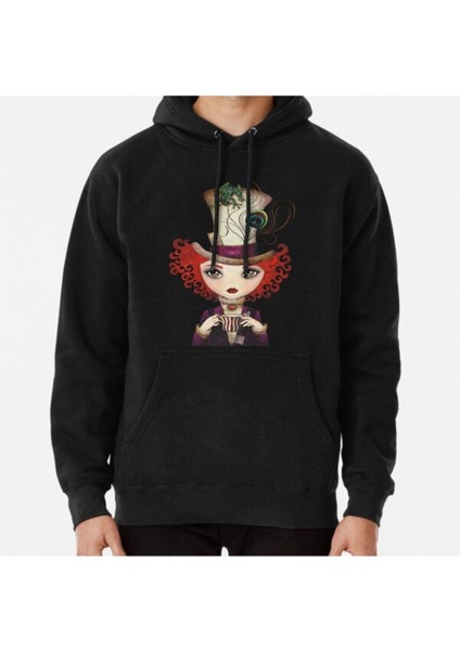 Zoka Wear Lady Hatter Baskılı Kapşonlu Sweatshirt