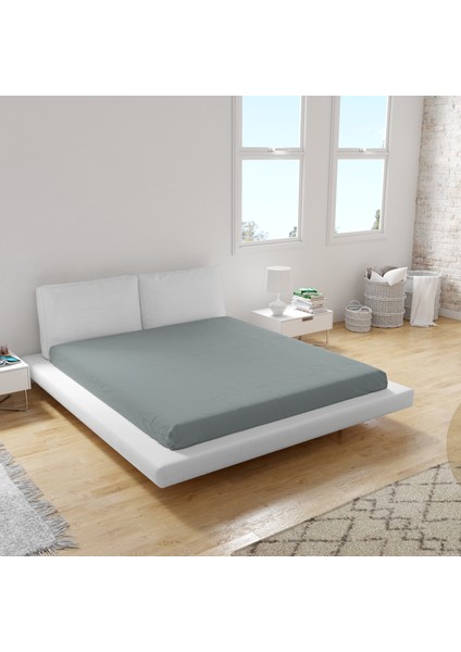 Premium Yeşil 160X200 Çift Kişilik Lastikli Penye Çarşaf