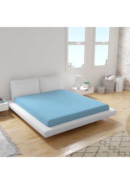 Premium Turkuaz 120X200 Tek Kişilik Lastikli Penye Çarşaf