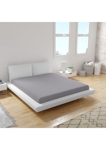 Premium Gri 90X200 Tek Kişilik Lastikli Penye Çarşaf