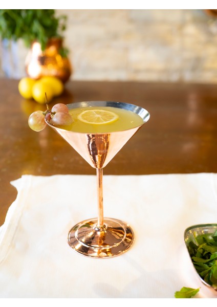 Bakır Kadeh Martini Model Düz Parlak Bakır Renk