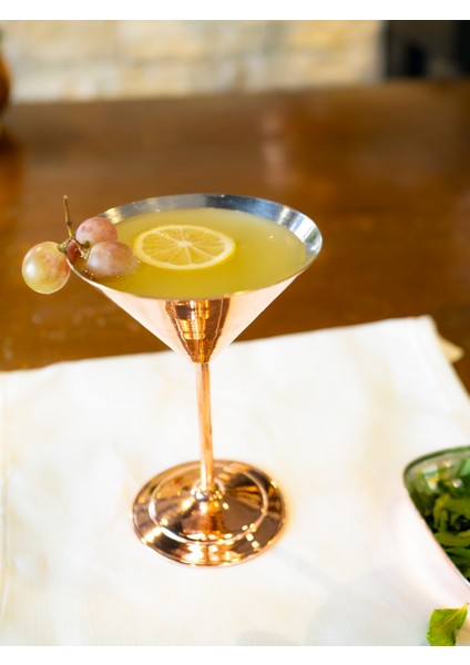 Bakır Kadeh Martini Model Düz Parlak Bakır Renk