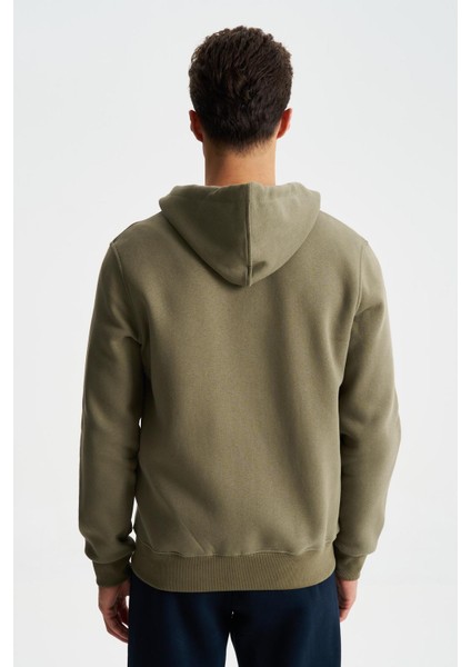 Erkek Basic Büyük Beden 3 İplik Şardonlu Tam Fermuar Cepli Kapüşonlu Sweatshirt K26324801101