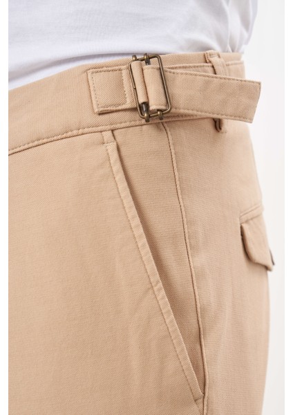 Erkek Açık Kahve Yazlık Pileli Slim Fit Chino Pantolon fırsatları