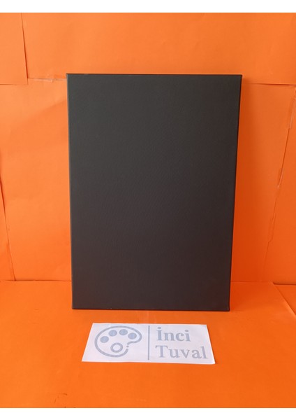 35X50 cm Siyah Tuval Profesyonel 1. Kalite Pamuk 380G/M Ressam Dokulu Astarlı Gergin Arkadan Zımbalı