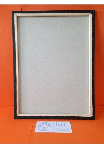 60X80 cm Siyah Tuval Profesyonel 1. Kalite Pamuk 380G/M Ressam Dokulu Astarlı Gergin Arkadan Zımbalı