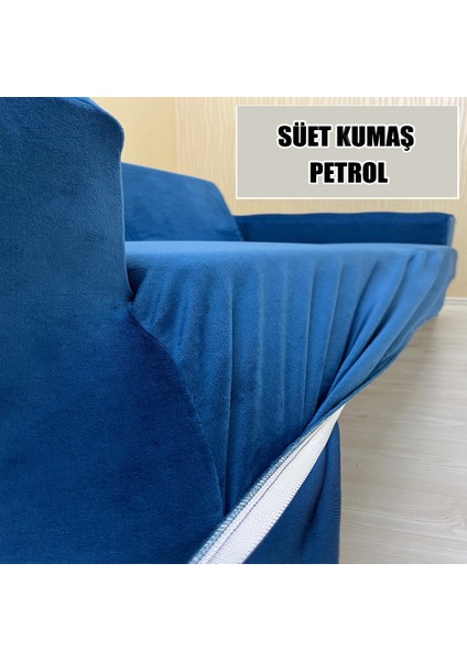 Süet Detaylı Angora Kumaş 2 Adet Üçlü & Çekyat- 2 Adet Tekli Set Koltuk Kılıfı