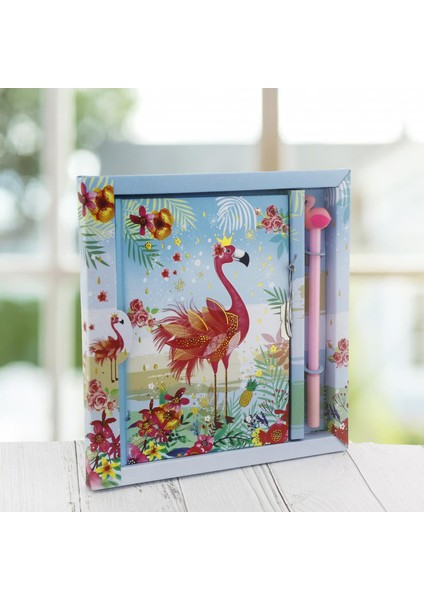 13 x 18 cm Flamingo Anı Defteri ve Kalem Seti