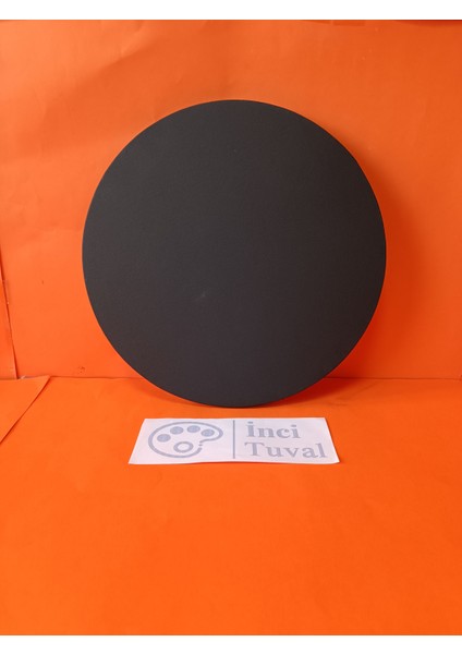 30 cm Daire Siyah Yuvarlak Tuval Profesyonel Kalite %100 Pamuk Dokulu Astarlı Gergin Arkadan Zımbalı