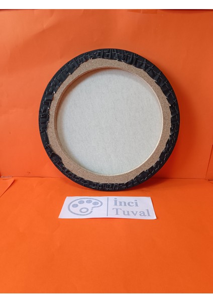 30 cm Daire Siyah Yuvarlak Tuval Profesyonel Kalite %100 Pamuk Dokulu Astarlı Gergin Arkadan Zımbalı