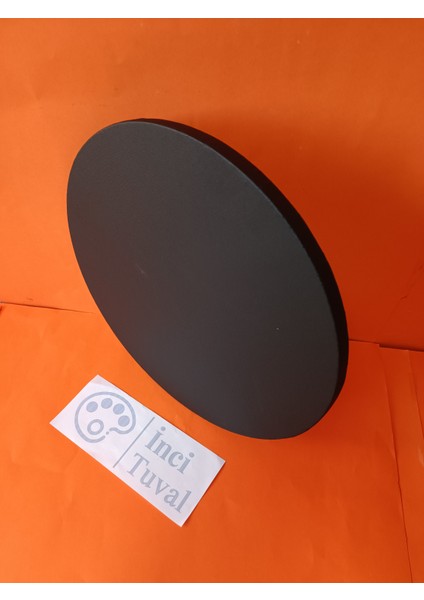 30 cm Daire Siyah Yuvarlak Tuval Profesyonel Kalite %100 Pamuk Dokulu Astarlı Gergin Arkadan Zımbalı
