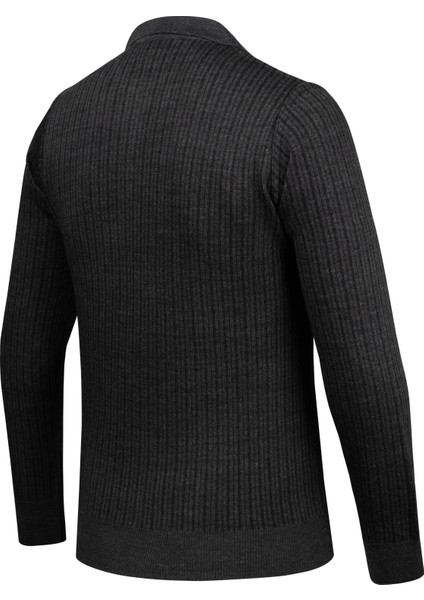 Erkek Polo Yaka Triko Kazak Desenli Kol ve Bel Lastikli Çelik Örgü Klasik Kalıp - 5004F fırsatları