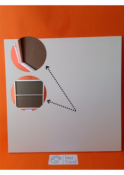 110X110 cm Tuval Profesyonel 1.kalite %100 Pamuk 380GR/M2 Ressam Dokulu Astarlı Gergin Arkadan Zımbalı