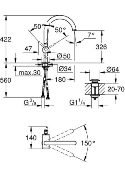 Atrio Lavabo Bataryası 1/2" Xl-Boyut - 24365DC0