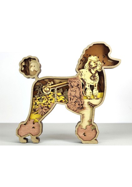 Modern Tasarımlı Ahşap Mdf Masa Süsü, Hediyelik Kaniş Poodle Süs Köpeği Dekoratif Obje/biblo