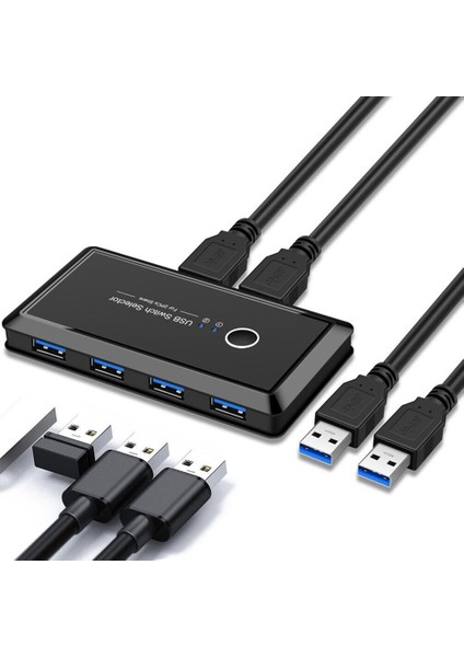 USB 3.0 4 Port Hub 2 Kasa Pc Bilgisayar Kvm Switch Splitter Çoklayıcı