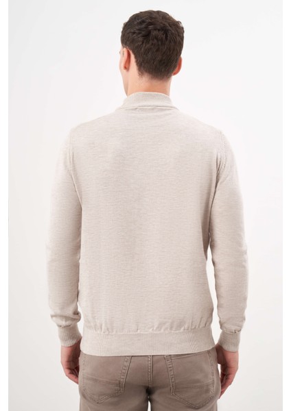 Erkek Bej Basic Yarım Balıkçı Yaka Dynamic Fit Rahat Kesim Triko indirimleri