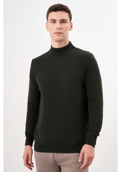 Erkek Haki Basic Yarım Balıkçı Yaka Dynamic Fit Rahat Kesim Triko fiyatları