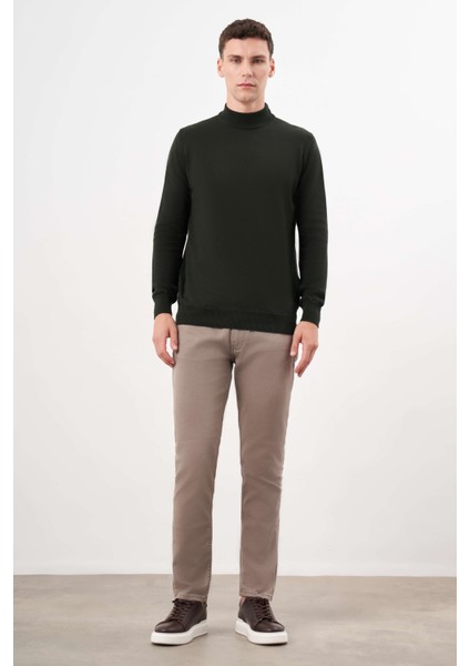 Erkek Haki Basic Yarım Balıkçı Yaka Dynamic Fit Rahat Kesim Triko modelleri