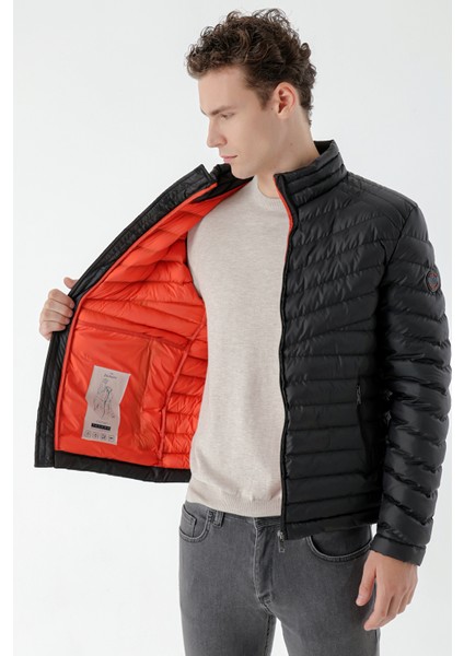 Erkek Siyah Su Itici Rüzgar Geçirmez Dynamic Fit Rahat Kesim Şişme Mont indirimleri