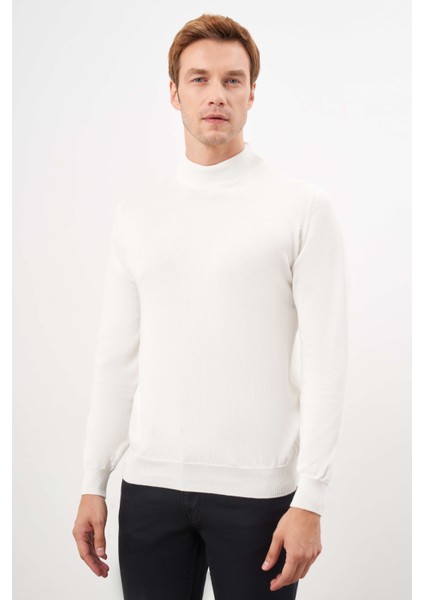 Erkek Ekru Basic Yarım Balıkçı Yaka Dynamic Fit Rahat Kesim Triko fiyatları