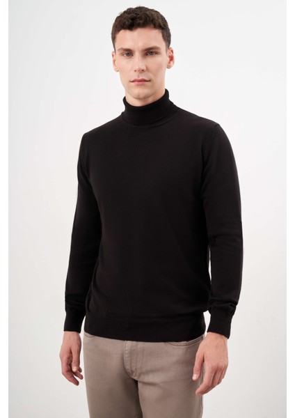Erkek Siyah Basic Balıkçı Yaka Dynamic Fit Rahat Kesim Triko fiyatları